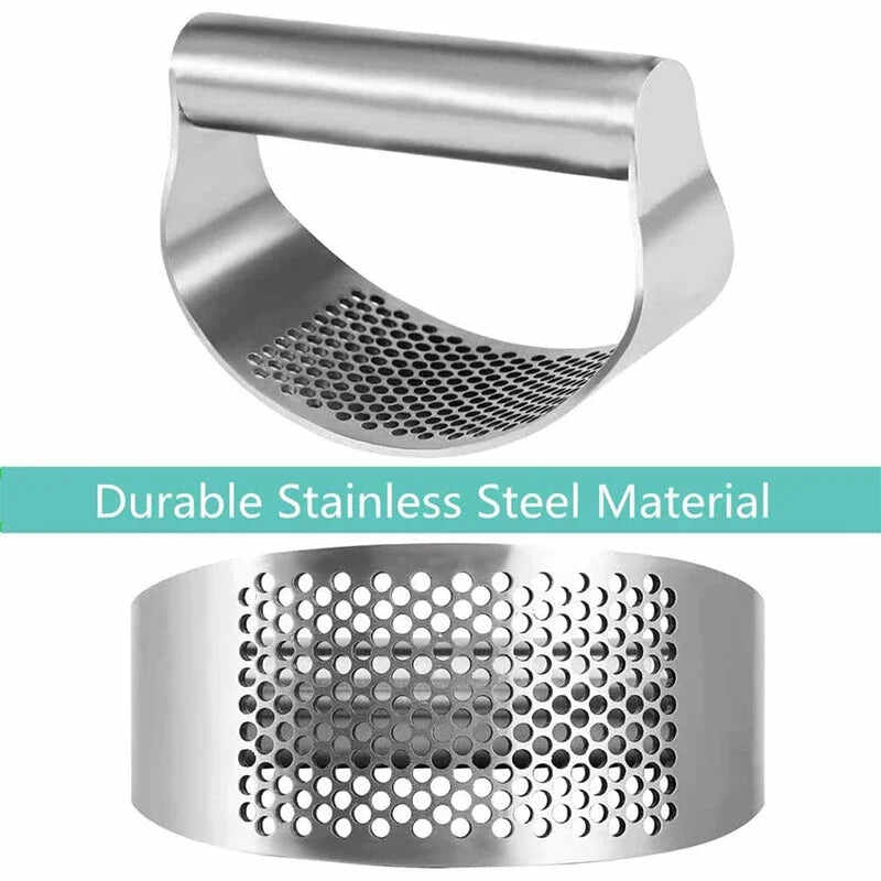 Durable stainless steel garlic press for efficient garlic crushing in kitchens