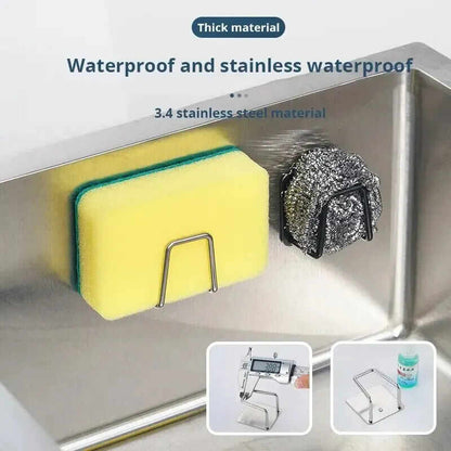 Stainless steel sponge rack with thick material for waterproof kitchen organization